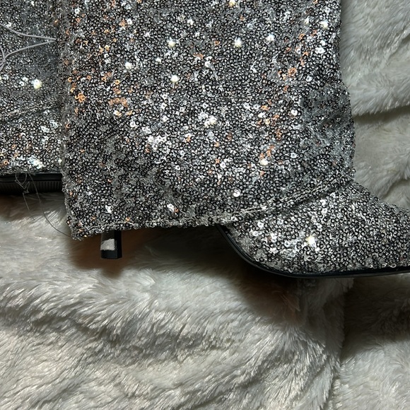 A New Day ABBA Silver Sequin Foldover Boots Size 7 WC (wide calf) NWT - Picture 5 of 9